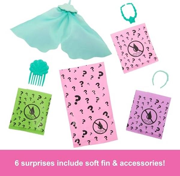 Barbie Color Reveal Doll & Accessories with 6 Unboxing Surprises, Mermaid Series with Color-Change Bodice