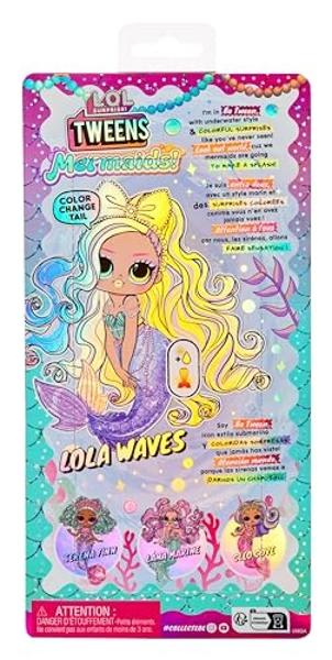 LOL Surprise Tweens Mermaid Lola Waves Fashion Doll with Color Changing Tail, Movable Fin, and Beautiful Accessories – Toy Gift for Kids Ages 4+