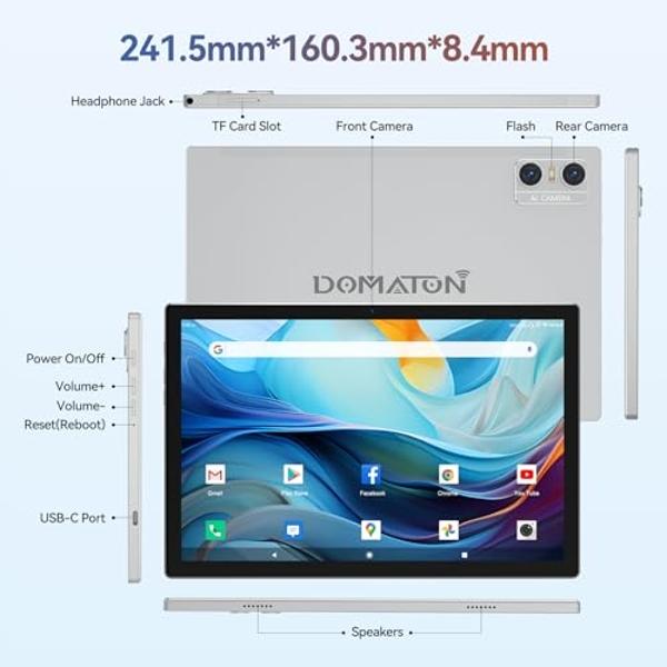 Android 14 Tablet 2025 Latest Tablets, 10 inch Tablet (4+4)GB RAM 64GB ROM 1TB Expand, 2 in 1 Tablets with Keyboard, Case, Stylus, Octa-Core Tableta PC, WiFi 6, Bluetooth,13MP+5MP 