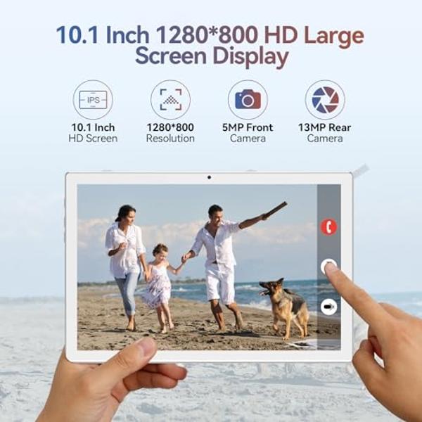 Android 14 Tablet 2025 Latest Tablets, 10 inch Tablet (4+4)GB RAM 64GB ROM 1TB Expand, 2 in 1 Tablets with Keyboard, Case, Stylus, Octa-Core Tableta PC, WiFi 6, Bluetooth,13MP+5MP 