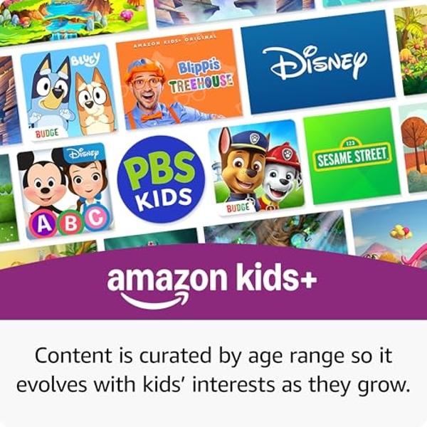 Amazon Fire HD 8 Kids tablet, ages 3-7 | 3GB memory, bright 8" HD screen. Includes ad-free and exclusive content, parental controls and 13-hr battery, 32GB, Grape, (2024 release)