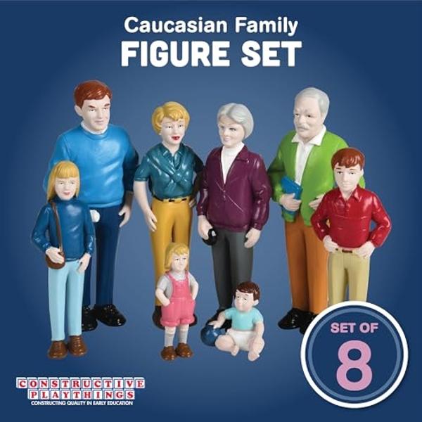 Creative Minds Marvel Education Caucasian Family Toy Figure Set for Kids Ages 3+, Set of 8 Inclusive and Diverse Dollhouse Toy Figurines, Multicolor