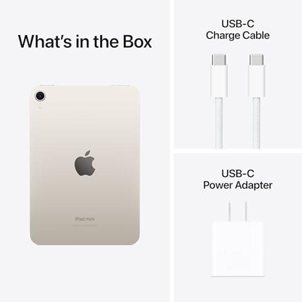 Apple iPad mini (A17 Pro): Apple Intelligence, 8.3-inch Liquid Retina Display, 256GB, Wi-Fi 6E, 12MP Front/12MP Back Camera, Touch ID, All-Day Battery Life — Starlight