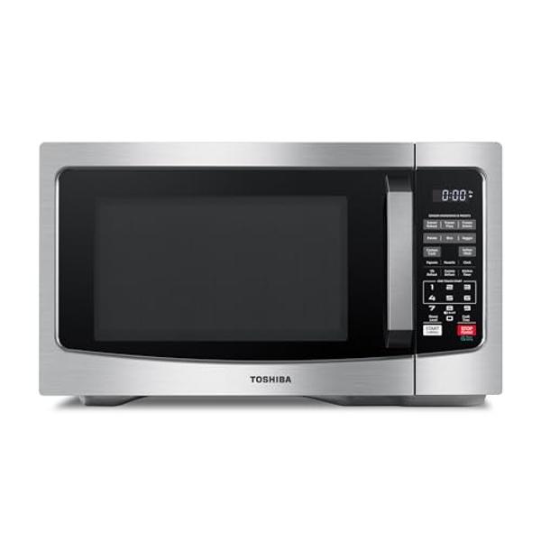 TOSHIBA EM131A5C-SS Countertop Microwave Ovens 1.2 Cu Ft with 12.4" Removable Turntable Smart Humidity Sensor, 12 Auto Menus Mute Function ECO Mode Easy Clean Interior, 1000W, Silv