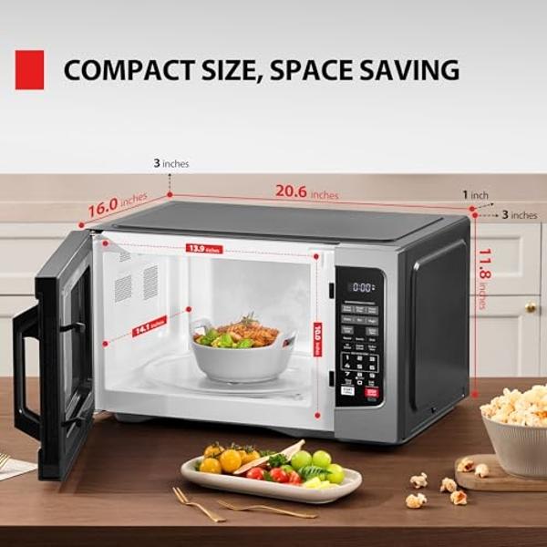 TOSHIBA EM131A5C-SS Countertop Microwave Ovens 1.2 Cu Ft with 12.4" Removable Turntable Smart Humidity Sensor, 12 Auto Menus Mute Function ECO Mode Easy Clean Interior, 1000W, Silv