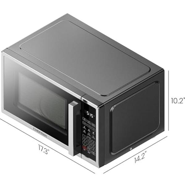 Chefman Countertop Microwave Oven 0.7 Cu. Ft. Digital Stainless Steel Microwave 700 Watts with 6 Auto Menus, 10 Power Levels, Eco Mode, Memory, Mute Function, Child Safety Lock, Ea