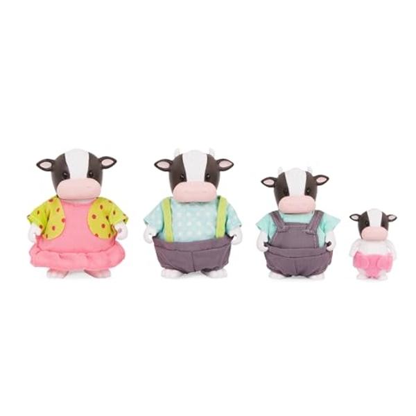 Li'l Woodzeez – The Moosicalmoo Cow Family – Non Flocked – Set of 4 Collectible Posable Cow Figures with Storybook – Pretend Play Doll Figures – Gift Toy for Kids Age 3+