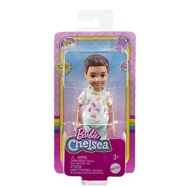 Barbie Chelsea Doll, Small Boy Doll with Brown Hair & Blue Eyes Wearing Gummy Bear T-shirt, Shorts & Shoes