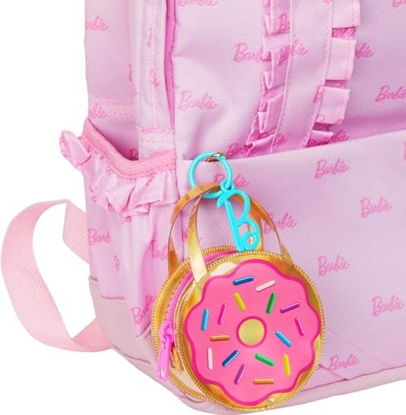 Barbie Clothes and Accessories, Deluxe Keychain Donut Bag with Pink Sprinkle Dress and Candy Themed Accessories for Barbie Dolls