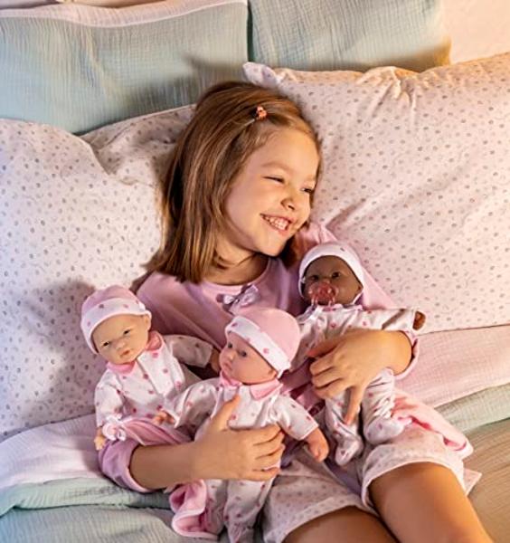 JC Toys | Berenguer Boutique | La Baby Doll Outfit | 3 Piece Pink and White Onesie|Washable| Ages 2+ | Fits Dolls 14"-18"