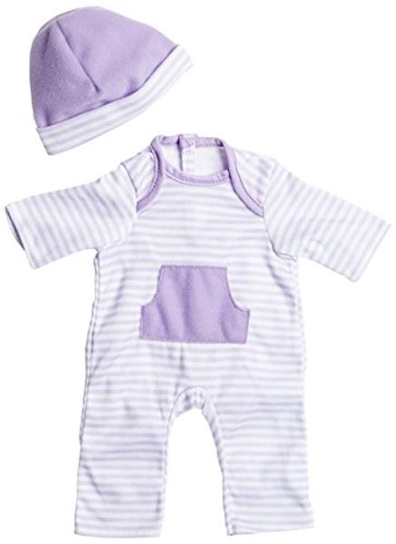JC Toys | Berenguer Boutique | La Baby Doll Outfit | 2 Piece Purple Striped Onesie|Washable| Ages 2+ | Fits Dolls 9"- 12"