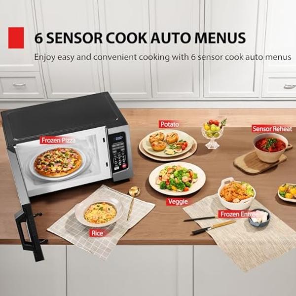 TOSHIBA EM131A5C-SS Countertop Microwave Ovens 1.2 Cu Ft with 12.4" Removable Turntable Smart Humidity Sensor, 12 Auto Menus Mute Function ECO Mode Easy Clean Interior, 1000W, Silv