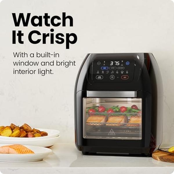 CHEFMAN Multifunctional Digital Air Fryer+ Rotisserie, Dehydrator, Convection Oven, 17 Touch Screen Presets Fry, Roast, Dehydrate, Bake, XL 10L Family Size, Auto Shutoff, Large Eas