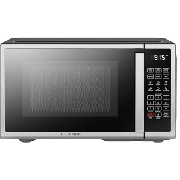 Chefman Countertop Microwave Oven 0.7 Cu. Ft. Digital Stainless Steel Microwave 700 Watts with 6 Auto Menus, 10 Power Levels, Eco Mode, Memory, Mute Function, Child Safety Lock, Ea
