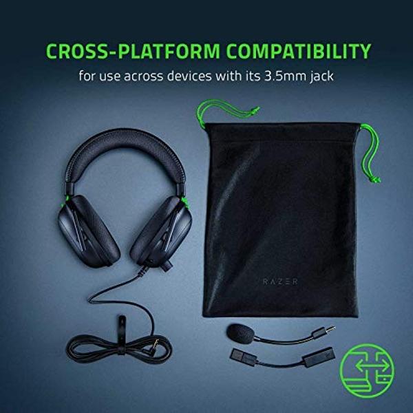 Razer BlackShark V2 Gaming Headset: THX 7.1 Spatial Surround Sound - 50mm Drivers - Detachable Mic - for PC, PS4, PS5, Switch, Xbox One, Xbox Series X|S - 3.5mm Audio Jack & USB DA