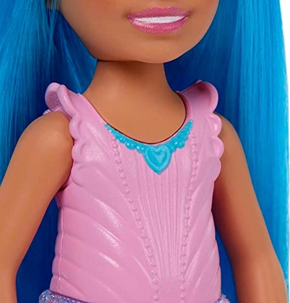 Barbie Dreamtopia Chelsea Royal Doll with Blue Hair, White Headband & Colorful Skirt, Small Doll Bends at Waist