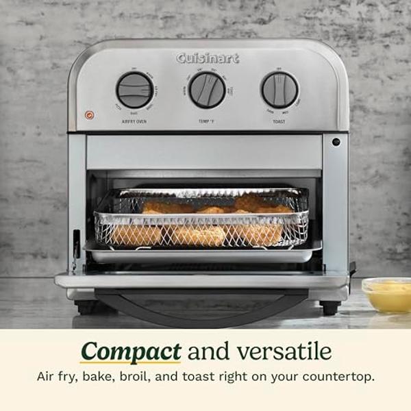 Cuisinart TOA-26 Compact Airfryer Toaster Oven, 1800-Watt Motor with 6-in-1 Functions and Wide Temperature Range, Air Fryer, Stainless Steel
