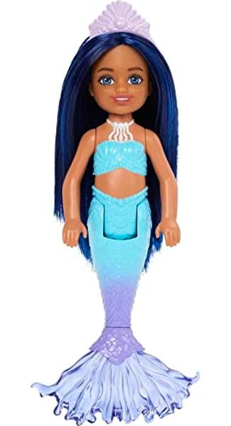 Barbie Dreamtopia Chelsea Mermaid Small Doll with Midnight Blue Hair & Ombre Tail, Tiara Accessory, Doll Bends at Waist