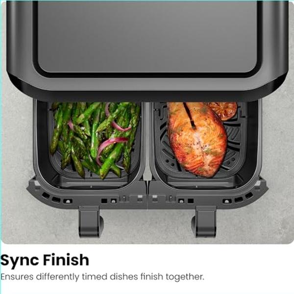 Chefman TurboFry Touch Dual Air Fryer, Maximize The Healthiest Meals With Double Basket Capacity, One-Touch Digital Controls And Shake Reminder For The Perfect Crispy And Low-Calor