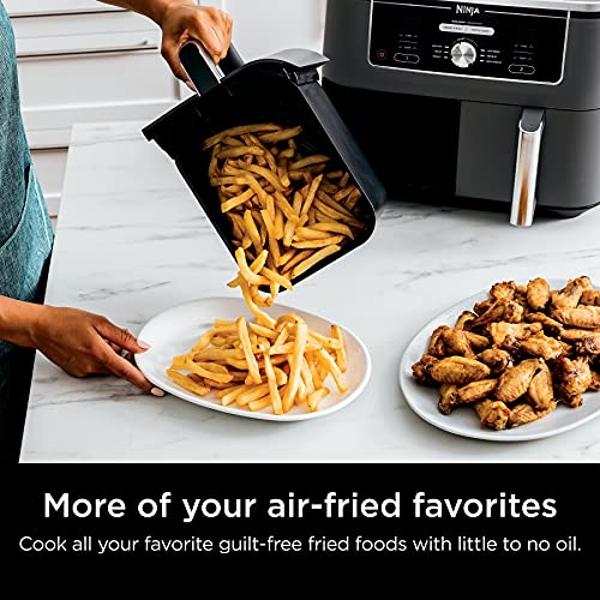 Ninja DZ401 Foodi 10 Quart 6-in-1 DualZone XL 2-Basket Air Fryer with 2 Independent Frying Baskets, Match Cook & Smart Finish to Roast, Broil, Dehydrate for Quick, Easy Family-Size