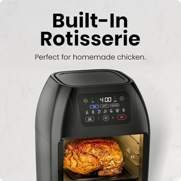 CHEFMAN Multifunctional Digital Air Fryer+ Rotisserie, Dehydrator, Convection Oven, 17 Touch Screen Presets Fry, Roast, Dehydrate, Bake, XL 10L Family Size, Auto Shutoff, Large Eas