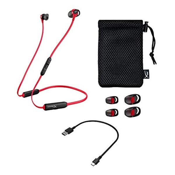 HyperX Cloud Buds – Bluetooth Wireless Headphones, Qualcomm aptX HD, 10 Hour Battery Life, 14mm Drivers, Comfortable Silicone Ear Tips, 3 Ear Tip Sizes Included, Mesh Travel Pouch