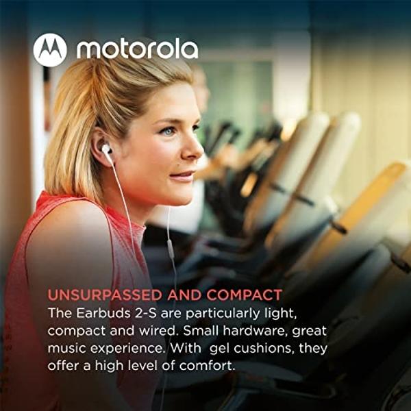 Motorola Wired Earbuds with Microphone - Earbuds 2-S Corded in-Ear Headphones, Control Button for Calls/Music, Comfortable Lightweight Silicone Ear Buds, Clear Bass Sound, Noise Is