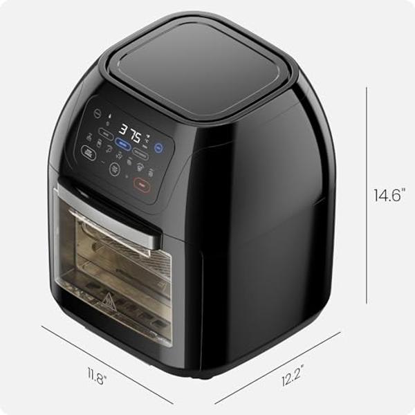 CHEFMAN Multifunctional Digital Air Fryer+ Rotisserie, Dehydrator, Convection Oven, 17 Touch Screen Presets Fry, Roast, Dehydrate, Bake, XL 10L Family Size, Auto Shutoff, Large Eas