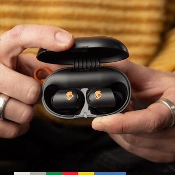 Skullcandy Sesh ANC Active in-Ear Noise Canceling Wireless Earbuds, 48 Hr Battery, IP67 Waterproof, Microphone, Works with iPhone Android and Bluetooth Devices - True Black/Orange