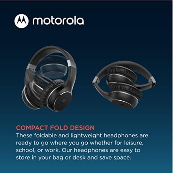Motorola Sound Moto XT220 Bluetooth Wireless Headphones with Microphone, in-Line Control for Calls - Foldable Over-Ear Head Phones, Adjustable Headband, Dynamic Bass, Clear Sound -