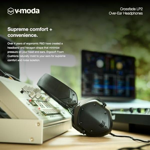 V-MODA Crossfade LP2 Vocal Limited Edition Over-Ear Noise-Isolating Metal Headphone - Matte Black