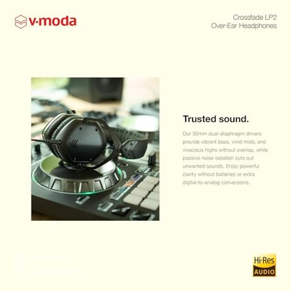 V-MODA Crossfade LP2 Vocal Limited Edition Over-Ear Noise-Isolating Metal Headphone - Matte Black
