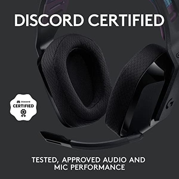 Logitech G535 Lightspeed Wireless Gaming Headset - Lightweight on-ear headphones, flip to mute mic, stereo, compatible with PC, PS4, PS5, USB rechargeable - Black