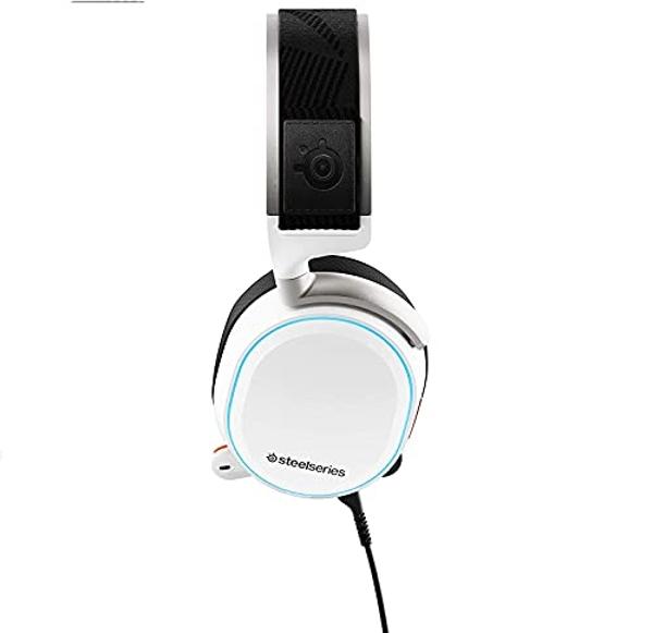 SteelSeries Arctis Pro + GameDAC Wired Gaming Headset - Certified Hi-Res Audio - Dedicated DAC and Amp - for PS5/PS4 and PC - White