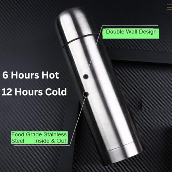 SMALL 500 ml 16.9 Ounce Coffee Thermos | Thermal Water Bottle for Tea Hot & Cold Drinks Stainless Steel Vacuum Sealed Insulated Thermos Water Flasks Bottles Work Travel Termo Para 