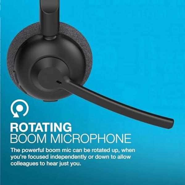 JLab Go Work Pop On-Ear Wireless Headset, Black, 50+ Hours Playtime, Bluetooth Multipoint, Rotating Boom Mic, Noise Canceling MEMS Microphone, Light-Weight, Portable, PC/Mac| Mobil