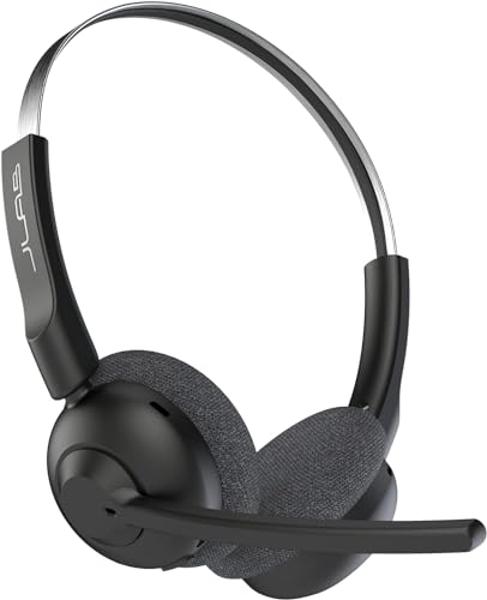 JLab Go Work Pop On-Ear Wireless Headset, Black, 50+ Hours Playtime, Bluetooth Multipoint, Rotating Boom Mic, Noise Canceling MEMS Microphone, Light-Weight, Portable, PC/Mac| Mobil