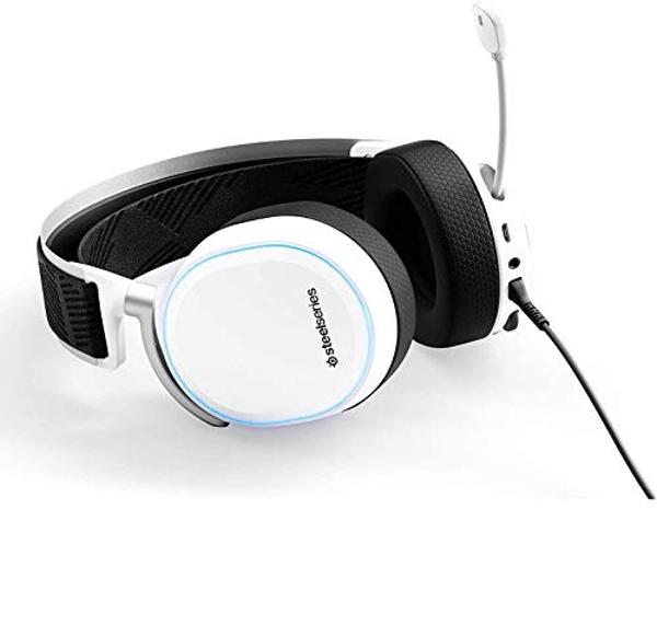 SteelSeries Arctis Pro + GameDAC Wired Gaming Headset - Certified Hi-Res Audio - Dedicated DAC and Amp - for PS5/PS4 and PC - White
