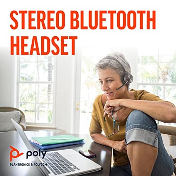 Poly - Voyager Focus 2 UC USB-A Headset (Plantronics) - Bluetooth Dual-Ear (Stereo) Headset with Boom Mic - USB-A PC/Mac Compatible - Active Noise Canceling - Works with Teams (Cer