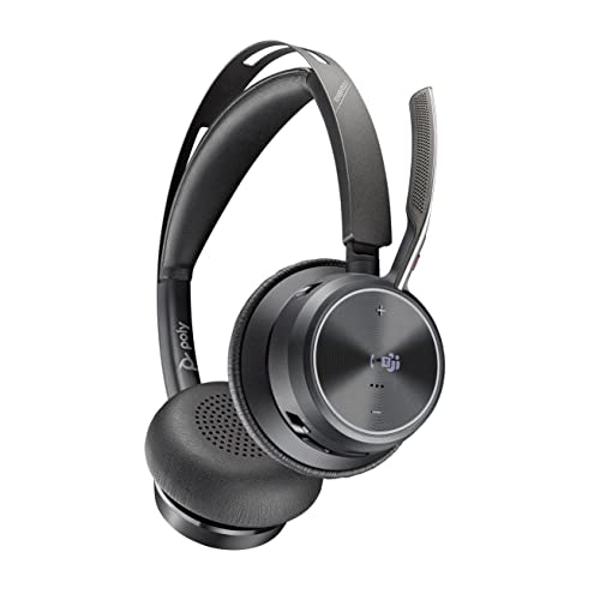 Poly - Voyager Focus 2 UC USB-A Headset (Plantronics) - Bluetooth Dual-Ear (Stereo) Headset with Boom Mic - USB-A PC/Mac Compatible - Active Noise Canceling - Works with Teams (Cer