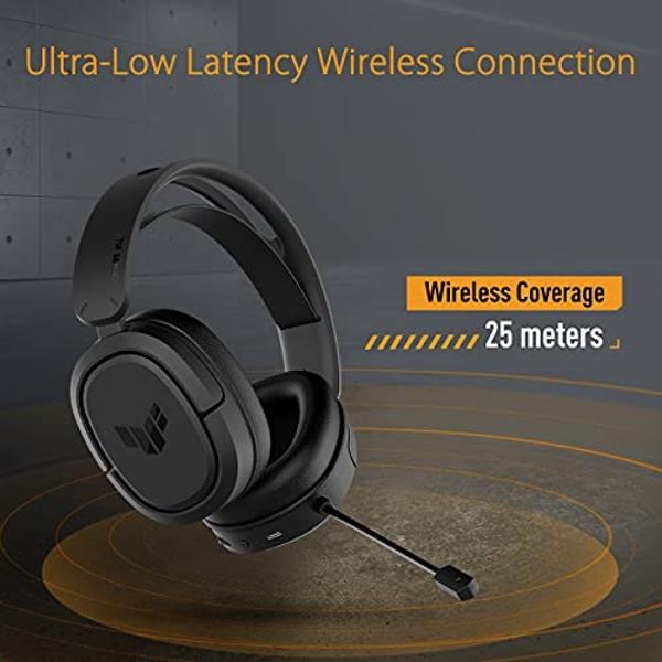 ASUS TUF Gaming H1 Wireless Headset | Discord Certified Mic, 7.1 Surround Sound, 40mm Drivers, 2.4GHz, USB-C, Lightweight, 15 Hour Battery Life, for PC, Mac, Switch, Mobile Devices