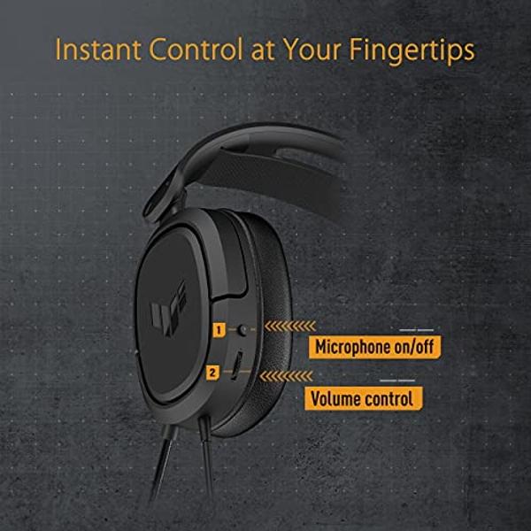 ASUS TUF Gaming H1 Wired Headset | Discord Certified Mic, 7.1 Surround Sound, 40mm Drivers, 3.5mm, Lightweight, for PC, Switch, PS4, PS5, Xbox One, Xbox Series X | S, and Mobile De