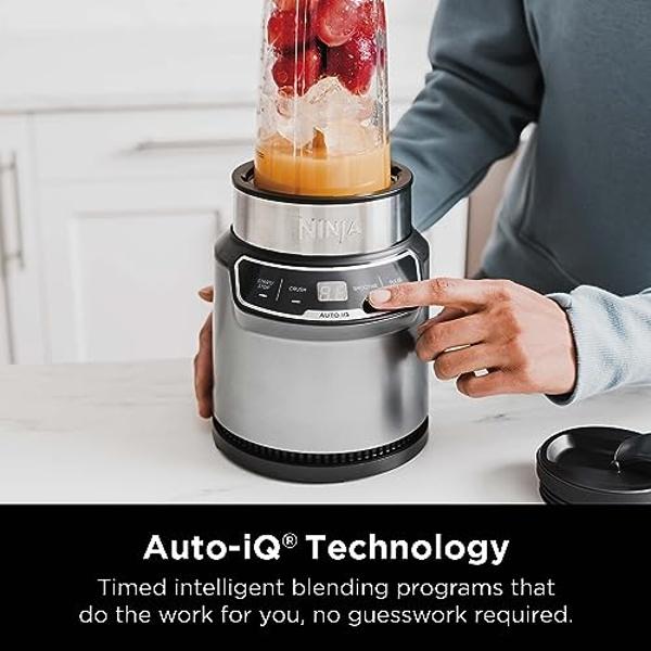 Ninja BR201AMZ Professional Blender 2.0, 1200 Watts, Auto-iQ Program, Total Crushing Blades, 72-oz. Pitcher, 4 Manual Speeds for Smoothies, Shakes, and Frozen Drinks, Dishwasher-Sa