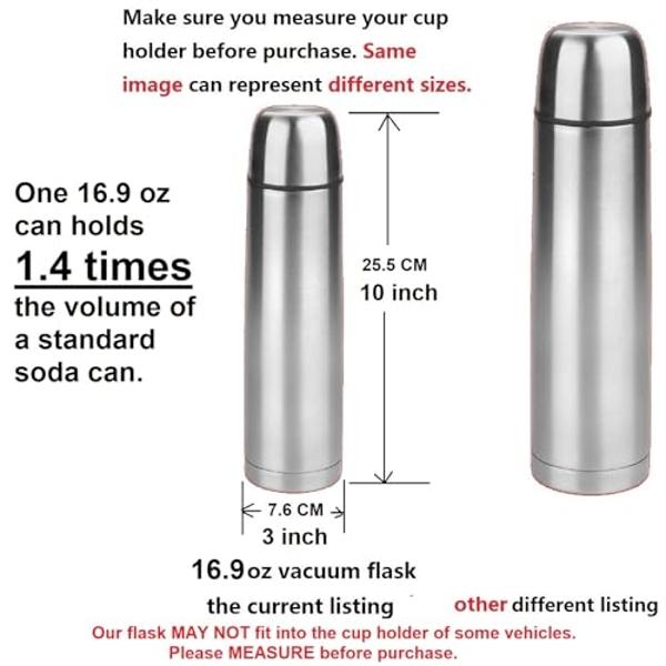 SMALL 500 ml 16.9 Ounce Coffee Thermos | Thermal Water Bottle for Tea Hot & Cold Drinks Stainless Steel Vacuum Sealed Insulated Thermos Water Flasks Bottles Work Travel Termo Para 
