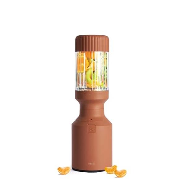 The Beast Mini Blender | Mini Countertop Kitchen Blender | Blend Smoothies and Shakes, Dressings, Sauces, Dips | Straw Cap and Straws Included | 600W (Terra)