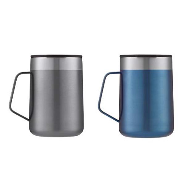 Contigo Streeterville Stainless Steel Travel Mug with Splash-Proof Lid, 14oz Vacuum-Insulated, Comfort Handle & Anti-Slip Base, Dishwasher Safe, Sake & Blue Corn