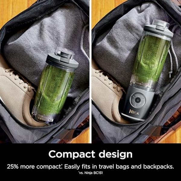 Ninja Blast Max, Portable & Personal Blender + Twist & Go, Smoothie, Blend, Ice Crush, 3 Programs, Cordless, 22 oz removable Vessel, Dishwasher Safe, Leakproof, Grey, BC251GY
