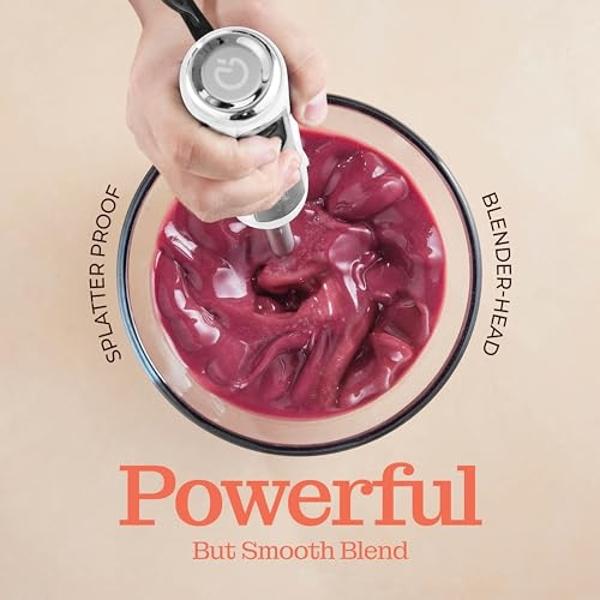 Powerful Immersion Blender, Electric Hand Blender 500 Watt with Turbo Mode, Detachable Base. Handheld Kitchen Blender Stick for Soup, Smoothie, Puree, Baby Food, 304 Stainless Stee