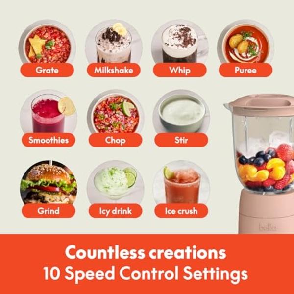 bella 10 Speed Countertop Blender, Juicer & Smoothie Maker, Fits-anywhere™ Kitchenware, Slim Flip & Store Design, Dishwasher Safe 48oz Capacity Pitcher & Lid, Stainless Steel Blade