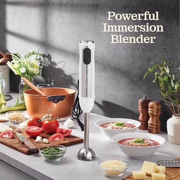 Powerful Immersion Blender, Electric Hand Blender 500 Watt with Turbo Mode, Detachable Base. Handheld Kitchen Blender Stick for Soup, Smoothie, Puree, Baby Food, 304 Stainless Stee